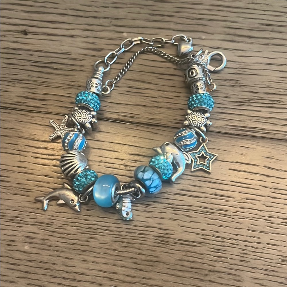 Silver and Blue Charm Bracelet